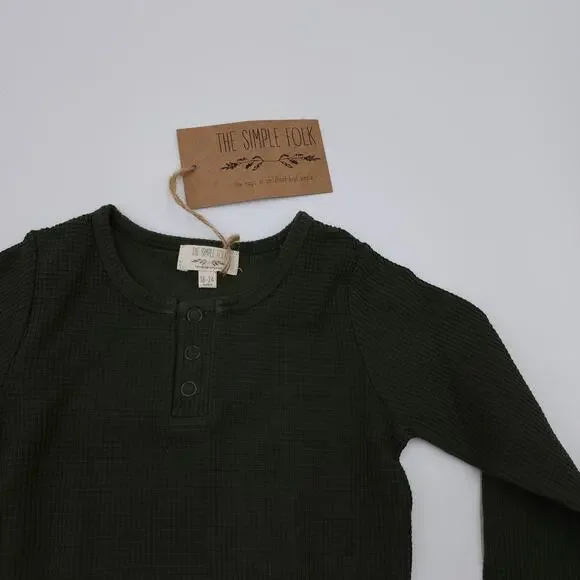 The Simple Folk The Waffle Top in Olive Size 18/24 Months - Picture 5 of 8